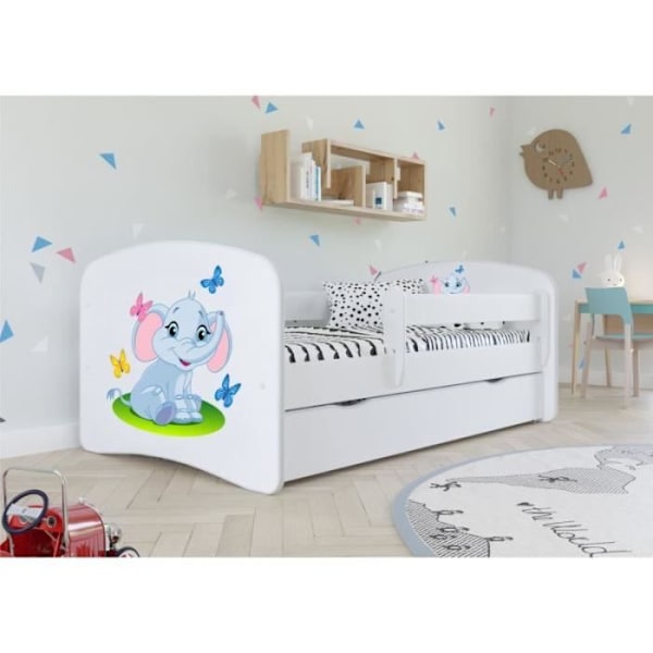 Kocot Kids Babydreams rosa elefantsäng med en låda utan madrass 140/70 - 5903282038844