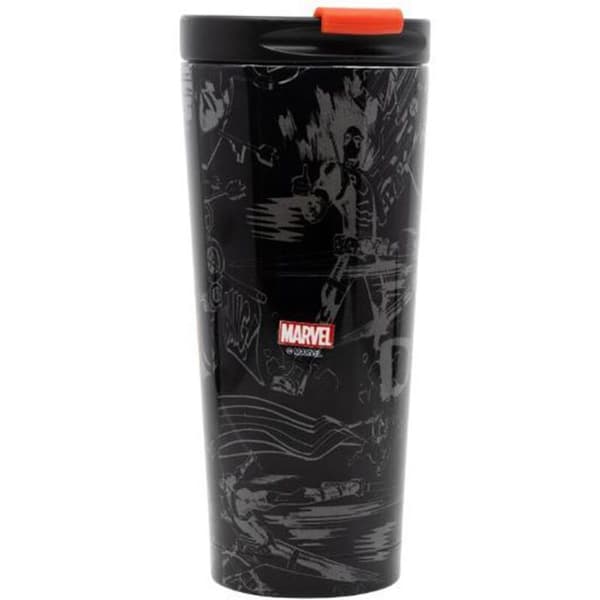 Stor Marvel Deadpool resemugg i rostfritt stål svart röd