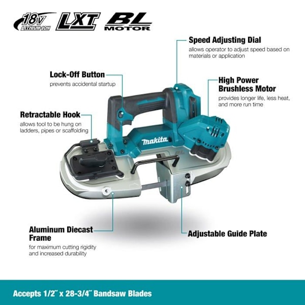 Bandsåg - MAKITA - DPB183Z - 18 V - Li-Ion - Enbart produkt