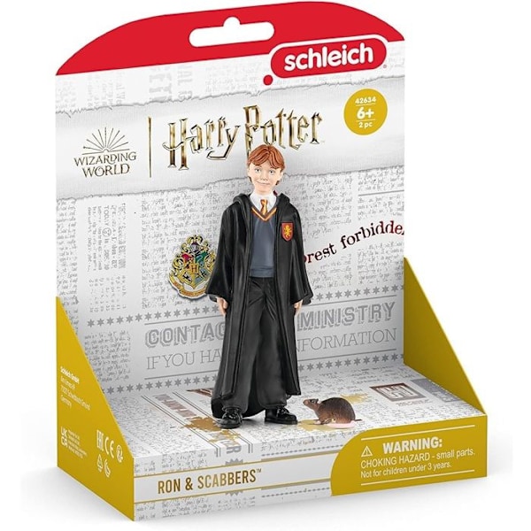 Ron och Scabbers, figur från Harry Potter®-universum, för barn från 6 år och uppåt, 4 x 2 x 10 cm - schleich 42634 WIZARDING WORLD Flerfärgad