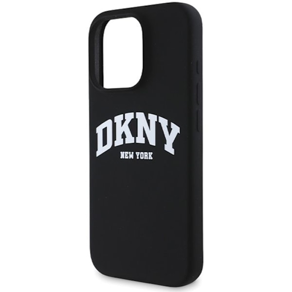 Fodral för iPhone 16 Pro - DKNY Hardcase Flytande Silikon Vit tryckt logotyp MagSafe (DKHMP16LSNYACH) - Svart