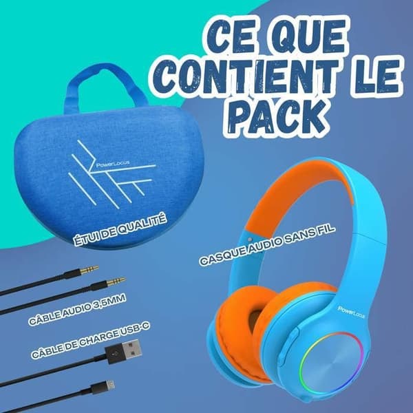 Trådlösa Bluetooth-hörlurar - POWERLOCUS - Orange - Fällbar - För barn - Unisex Apelsin