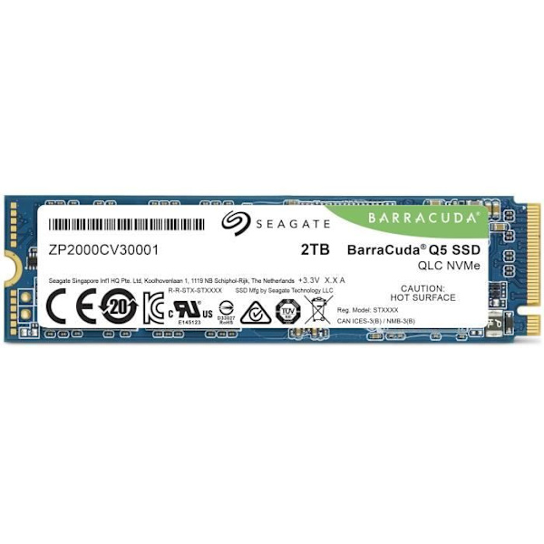SEAGATE - Intern SSD - BarraCuda Q5 - 2TB - M.2 NVMe (ZP2000CV3A001)