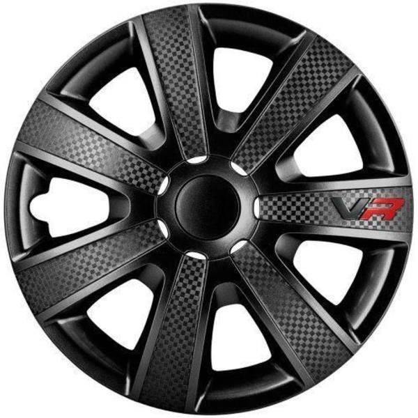 AutoStyle VR Black 15 navkapsel - 4 delar - Carbon-Look - Diameter 15 tum