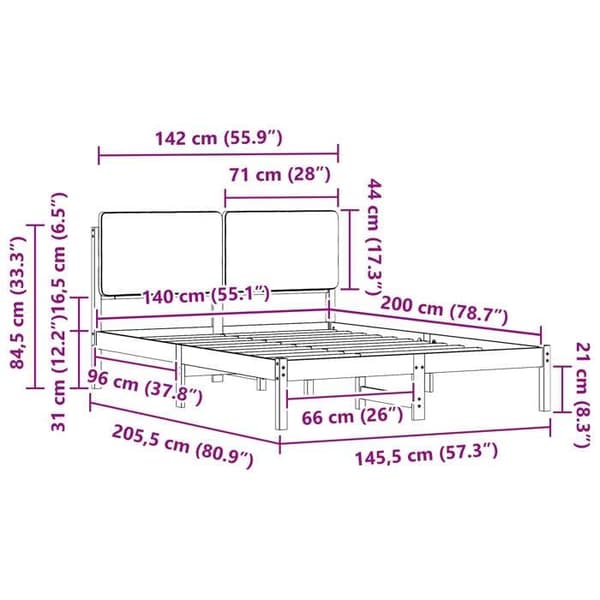vidaXL Sängram med stoppad sänggavel Taupe 140 x 200 cm, Sovrum, Rektangulär 877907
