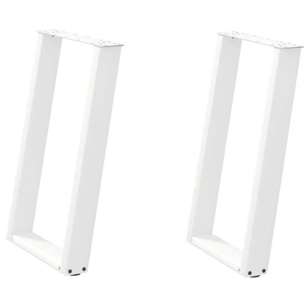 vidaXL U-formade matbordsben, 2 stycken, vit, 50 x (72-73) cm, stål 4012785