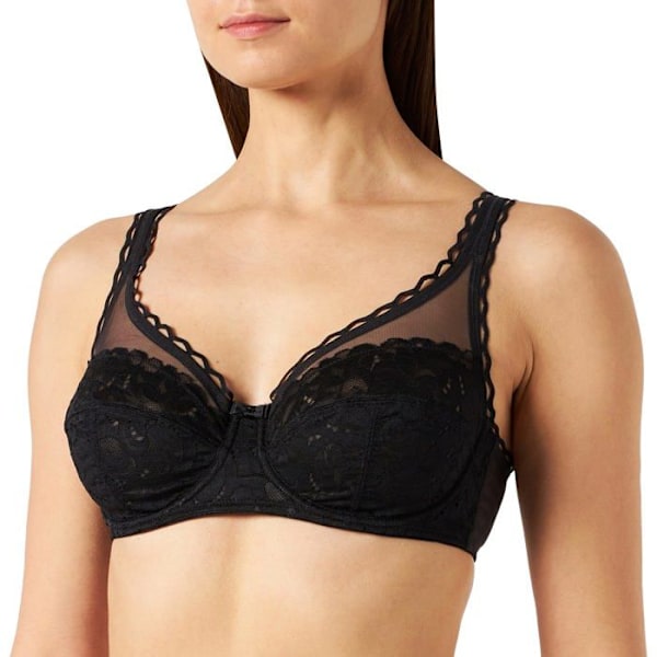 Playtex BH - 0BVT - Bygelbh för kvinnor Feminin Cross Heart x1 Svart 110D