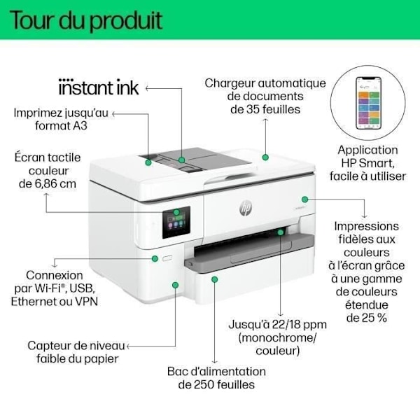 HP OfficeJet Pro 9720e A3 duplex allt-i-ett-skrivare, 3 månaders Instant Ink ingår med HP+