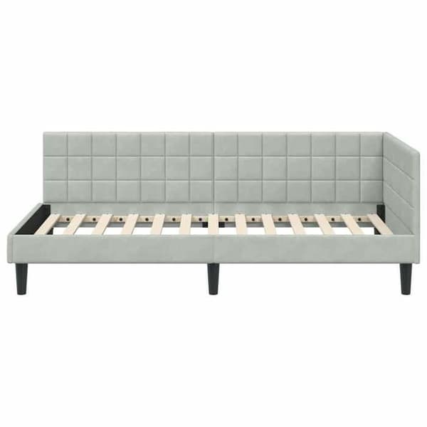 vidaXL Hörnsängram Ljusgrå 100 cm x 200 cm Sammet 42016438