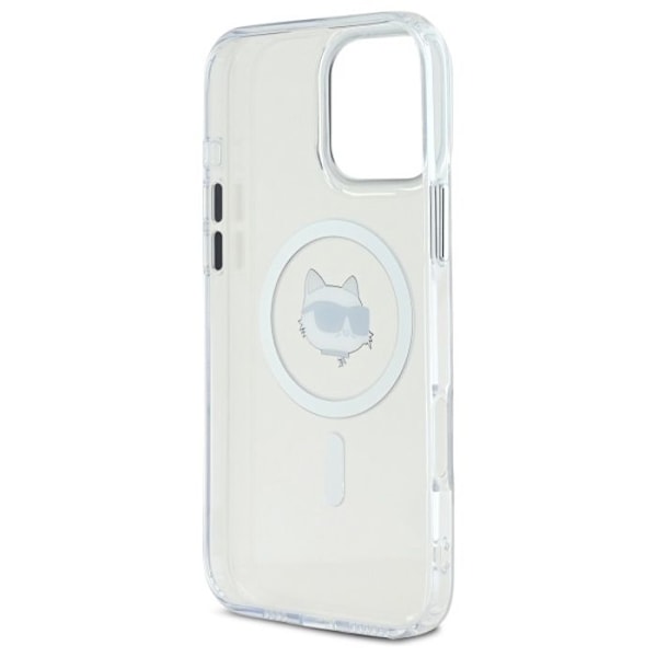 Coque MagSafe Karl Lagerfeld IML Metal Choupette Head för iPhone 16 Pro Max (vit)