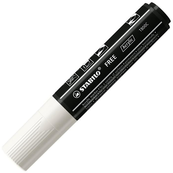 Akrylmarkörer - STABILO - GRATIS - Bred spets 4-10 mm - Paket med 5 - Vit Vit