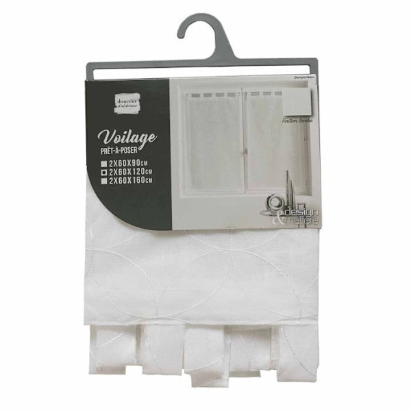 Paret höger genomgående 2 x 60 x 120 cm sandat tyg broderad Olympia Vit Vit