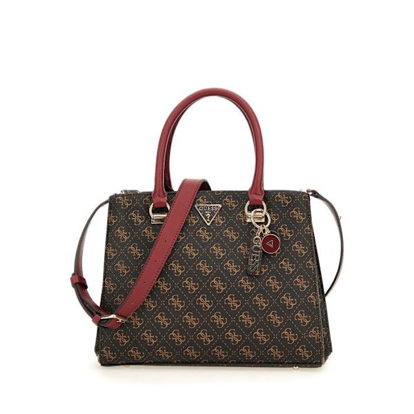 GUESS Brun handväska för kvinnor - Noelle Girlfriend Satchel 214803 mörkbrun, ljusbrun