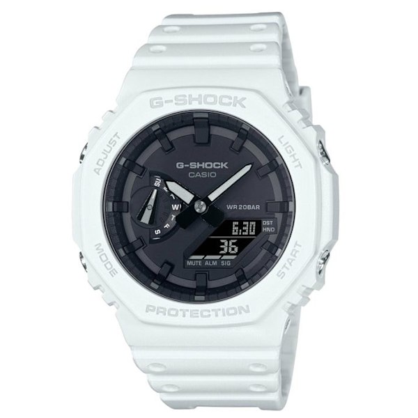 Casio - Herrklocka - Kvarts - Analog - Digital - Vit plastband - GA-2100-7AER Vit