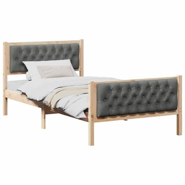 vidaXL Sängram Mörkgrå 100 x 200 cm Massivt trä 878420