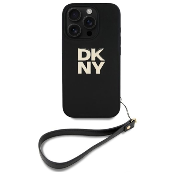 Coque pour iPhone 16 Pro - DKNY Hardcase Wrist Strap Stock Logo (DKHCP16LPBSWSK) - Noir