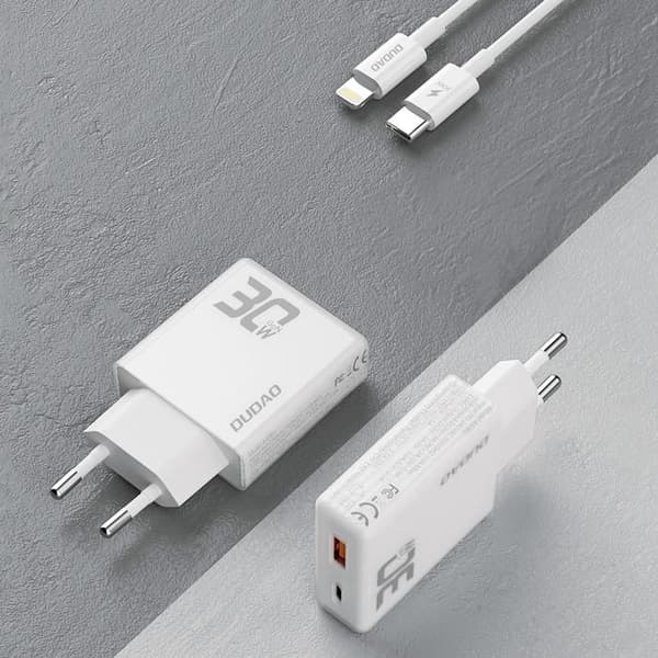 Laddare - DUDAO - A30EUL - 30 W - USB-C - Lightning-kabel ingår Vit