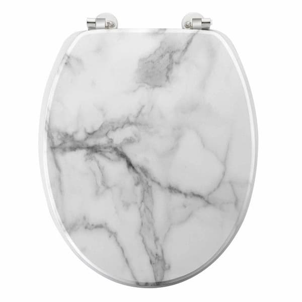 Toalettlock Tryckt "Marmor Effekt" 46cm Vit Grå