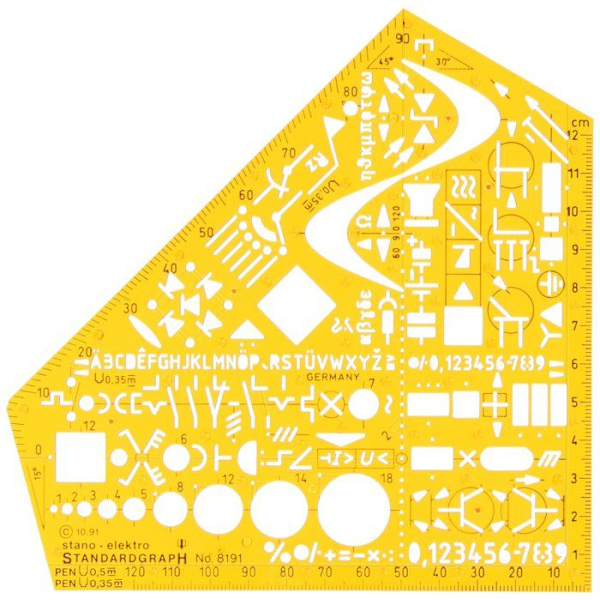 Linjal - Standardgraph square - 8191 - Stano modell elektrisk vinkelmall.