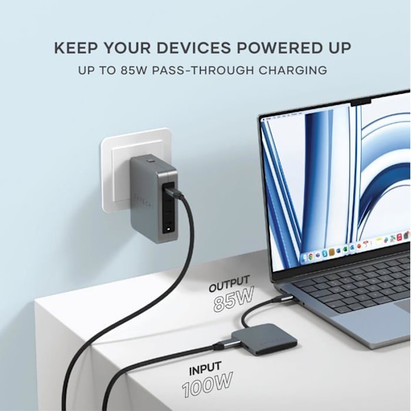 USB-C Hub - Satechi - ST-H4CPDM - 4 portar - Power Delivery 75W - Rymdgrå