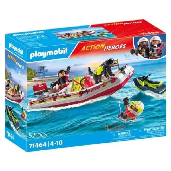 PLAYMOBIL 71464 Brandbåt och vattenskoter - Action Hereos - Brandmän - Från 4 år Flerfärgad