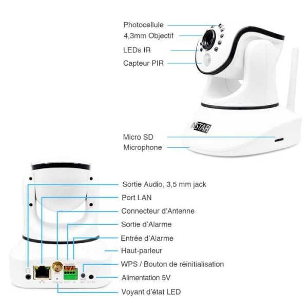 INSTAR IN-8015 Full HD WiFi IP övervakningskamera 1080P PIR ONVIF Rörelsedetektering inomhus WDR Motoriserad webbkamera P2P DDNS