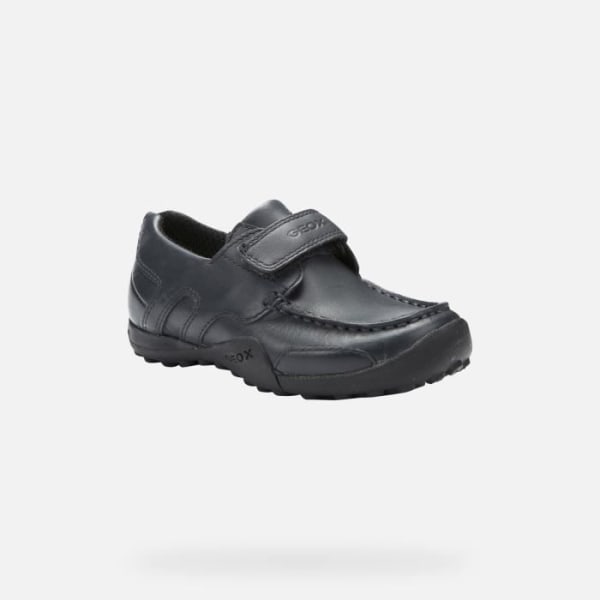 Geox JR W.SNAKE MOCASSINO mockasiner för pojkar i marinblått läder Blå 26