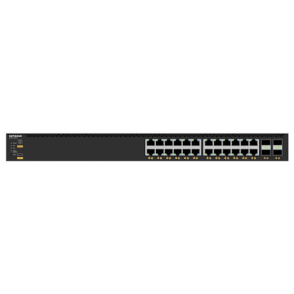 NETGEAR XSM4328CV - Hanterbar Ethernet-switch med 24 portar 10 Gigabit PoE+ och 576W 4x SFP28 - Rackvänlig