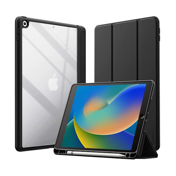 Crong PrimeFolio - Fodral för iPad 10,2" (2021-2019) med Apple Pencil Stand och laddning (svart)