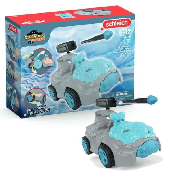 SCHLEICH - 42669 ELDRADOR CREATURES Ice Crashmobile med Mini Creature - Bilset med fantastisk figur Blått och grått