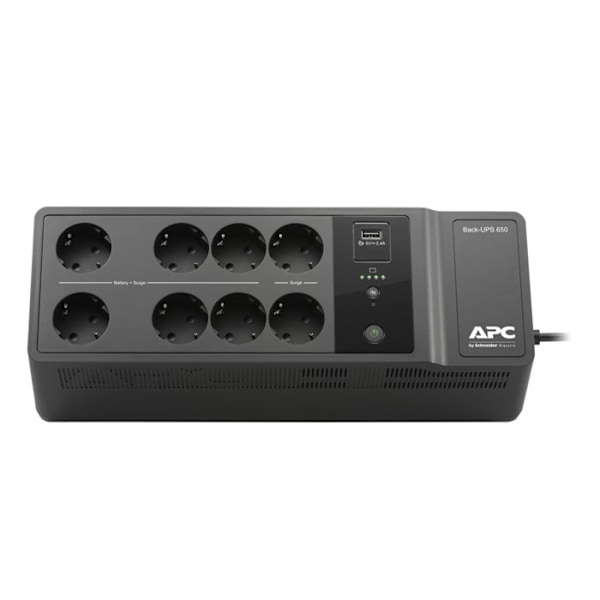 apc - surge and back ups apc back-ups 650va 230v 1 usb laddningsport svart svart Svart