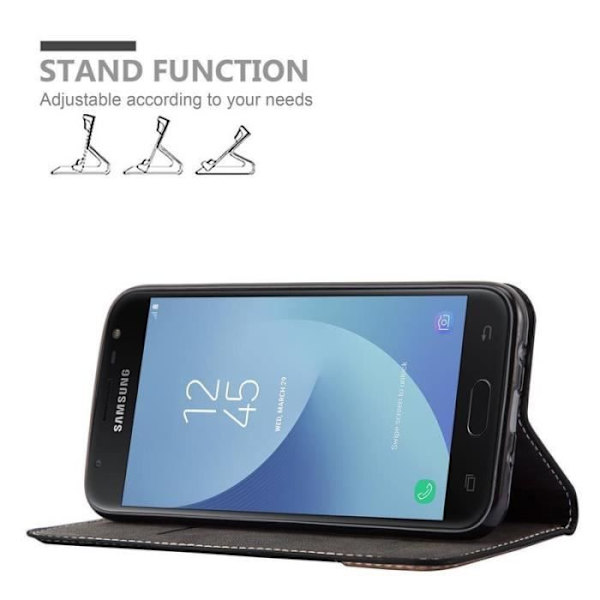 Fodral - CADORABO - Galaxy J5 2017 - Läderimitation - Brun - Stativfunktion kastanj