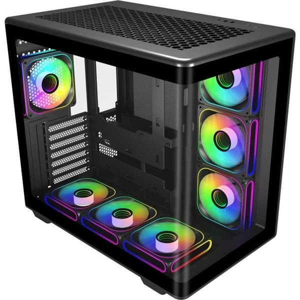 COOLER MASTER - Elite 600 Black 7*ARGB (7 Fläktversion + Hub) - PC-chassi - Mediumtorn