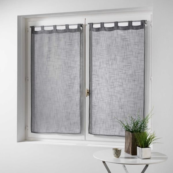 Raka par öglor 2 x 60 x 120 cm linneeffekt vävda haltona Grå Grå