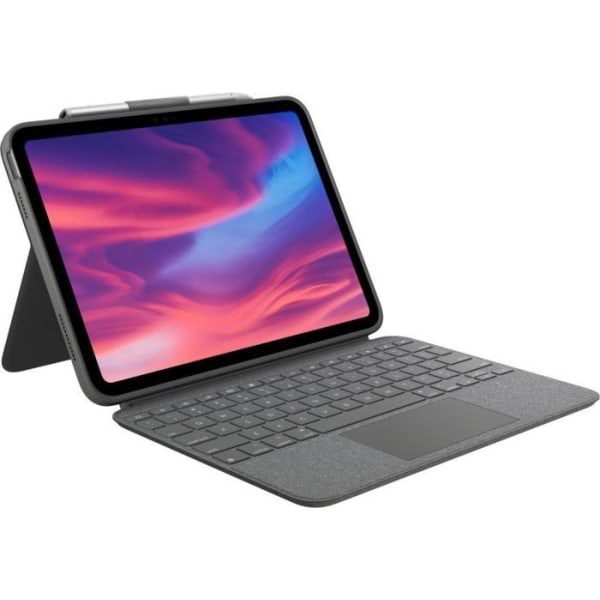 Logitech - 920-011435 - Combo Touch avtagbart tangentbordsfodral för iPad 10:e generationen - Grå - Tysk layout