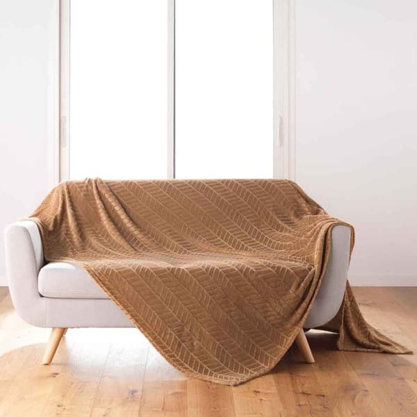 Rutig Flanell Enfärgad "Arya" 180x220cm Kamel Kamel