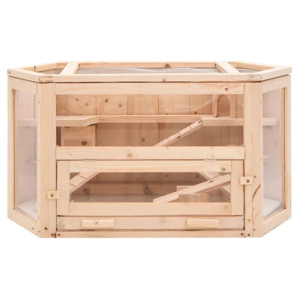 Hamsterbur - Massivt furu - 80x40x43 cm - Inomhus - Lätt montering - Beige