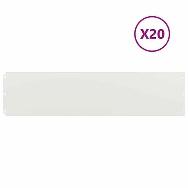 vidaXL Gräskant 20 st 25 x 103 cm Stål Vit 860173