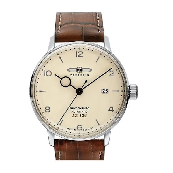Klocka - ZEPPELIN - LZ129 Hindenburg - Stål 40mm - Brunt läder - Automatisk 5 ATM Beige, brun, stål
