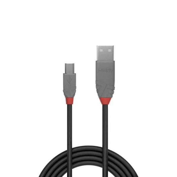 LINDY USB-kabel - 3m - USB A till Mini-USB B - Dubbelskärmad - Nickel/guld