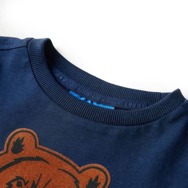 T-shirt barn - VIDAXL - 92 - Långärmad - 100% bomull - Mörkblå Blå 18-23 månader