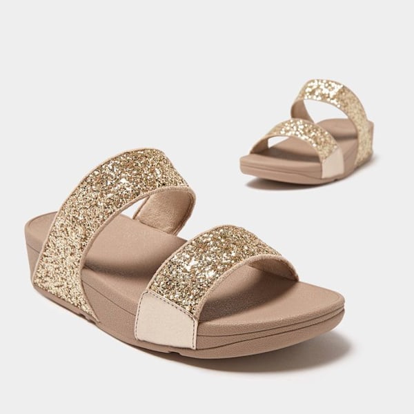 Mules med kilklack - FitFlop - Lulu Slide - Svart - Microwobbleboard-sulor - Glittrande paljetter svart glitter