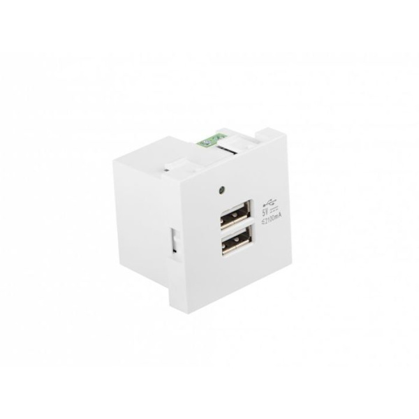 Lanberg Hub Väggrosett 230 V 2 x USB 5 V 2.1 A Vit