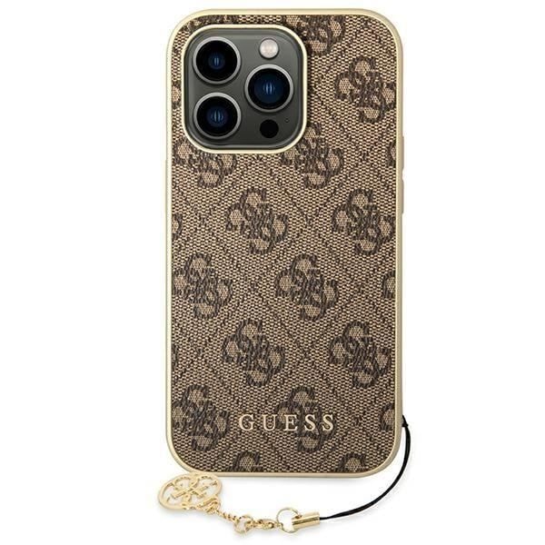 Guess 4G Charms Collection - Fodral för iPhone 14 Pro (brun) - 3666339094171