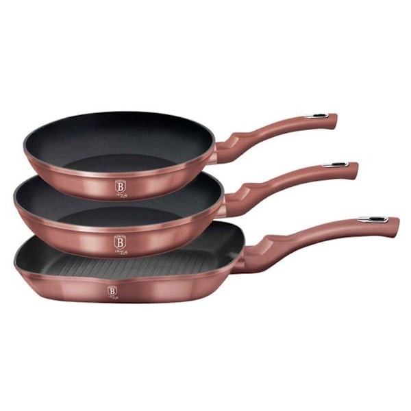 ZESTAV 3 GRANITSTEKPANNOR 20/24/28CM BERLINGER HAUS BH-6041 I-ROSE