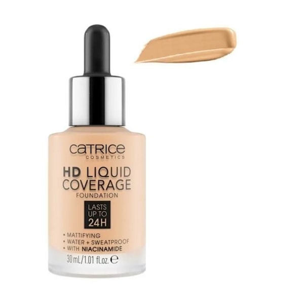 Foundation - Catrice - HD Liquid Coverage - 040 Varm Beige - 30 ml - Långvarig hållbarhet Varm beige