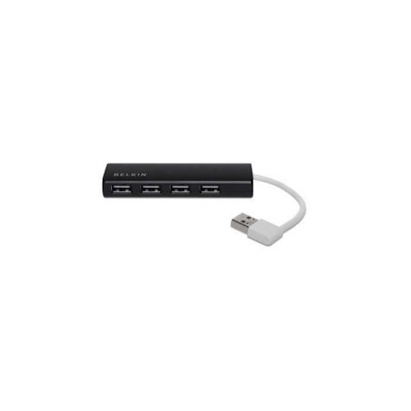 Ultra-Slim Hub - BELKIN - F4U042BT - 4 USB 2.0-portar - Plug and Play - Svart