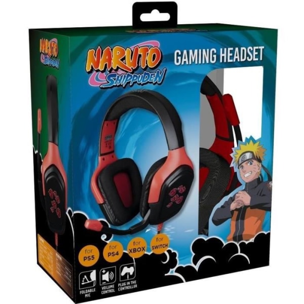 Konix Naruto Akatsuki Headset Black and Red - Universal headset för konsoler och PC