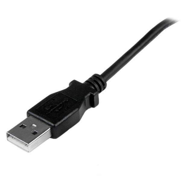 Micro USB-kabel - A till Micro B vinklad 90° uppåt - 1 m - Svart