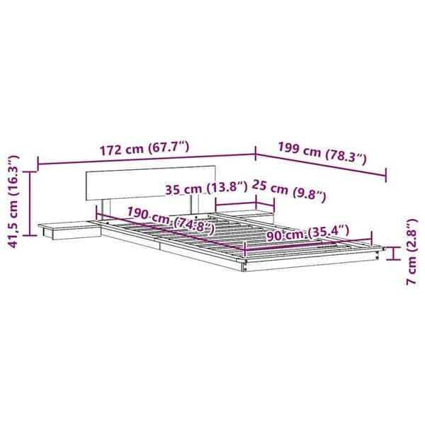 vidaXL Sängram Vit 90 x 190 cm trä 872423